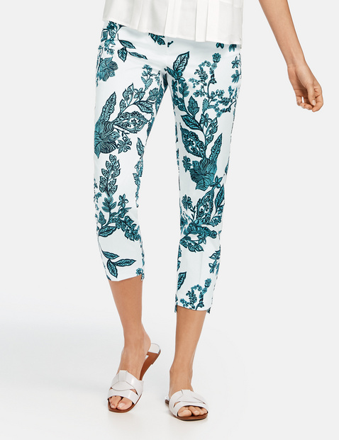 Super 7/8-broek met bloemenprint Slim Peg Leg in Blauw | GERRY WEBER VN-96