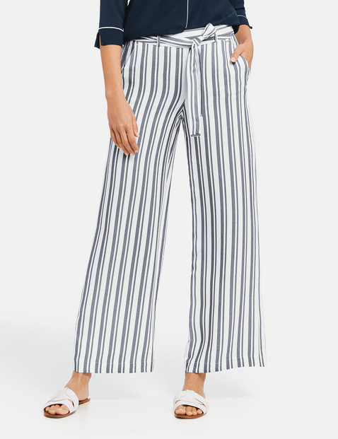 wide leg striped trousers