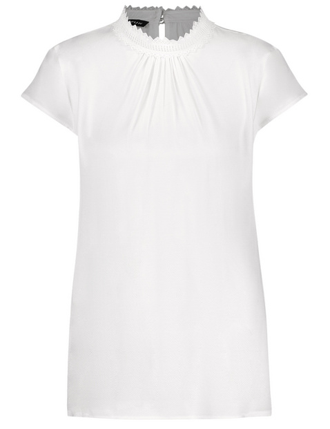 Wonderbaarlijk Blouse met korte mouwen en kanten opstaande kraag in Wit | GERRY WEBER LR-31