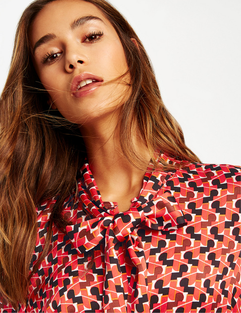 Pussycat Bow Blouse With A Retro Print In Red Gerry Weber