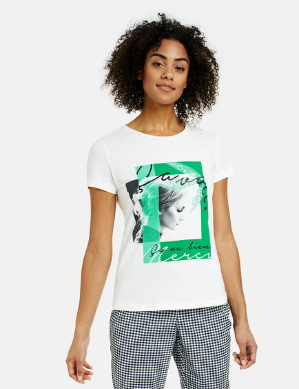 T Shirt Mit Foto Print In Weiss Gerry Weber