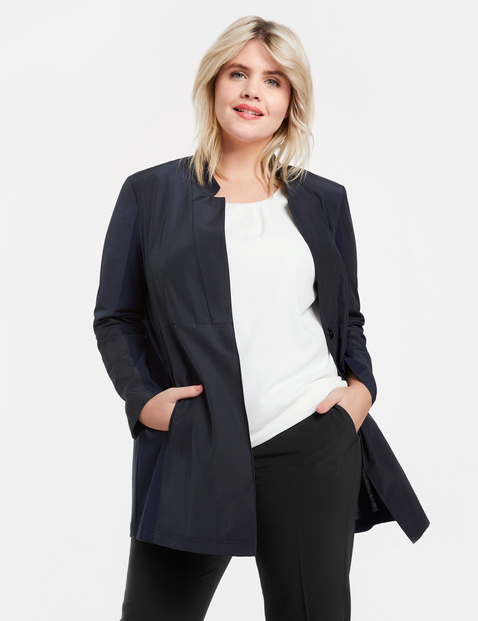 Long Blazer In A Material Mix In Blue Gerry Weber