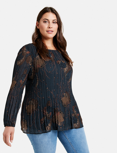 Leicht Ausgestellte Plissee Bluse In Blau Gerry Weber