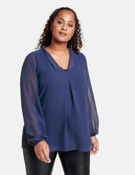 chiffon blue blouse