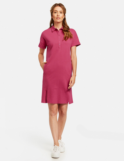 Organic cotton polo dress in Pink 