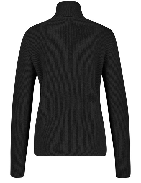 black ribbed polo neck jumper