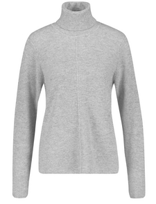 grey ribbed polo neck jumper